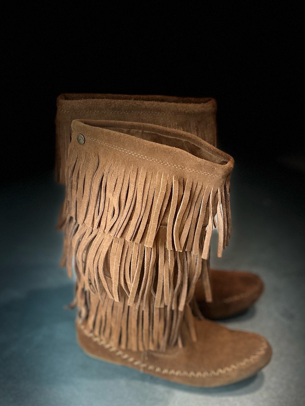 Fringe  Mid-calf Boots - Brown